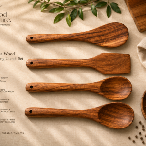 Acacia Wood Cooking Utensil Set – Mixing & Serving