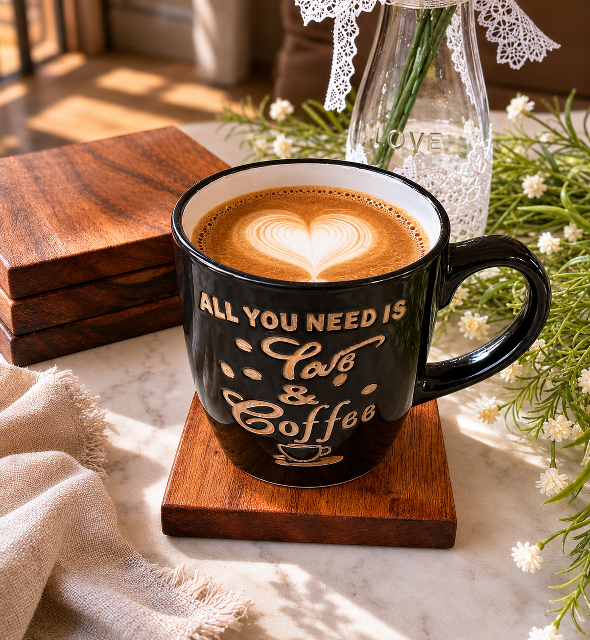Solid Acacia Wood Coasters for Table/Bar | Natural Wood Finish - Image 2